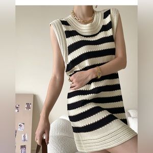 NWT Eyelet Stripe Knit Short Dress